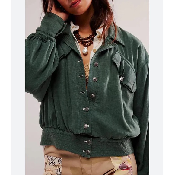 FREE PEOPLE Linen Blend Billy Saddle Jacket NEW - Picture 1 of 11